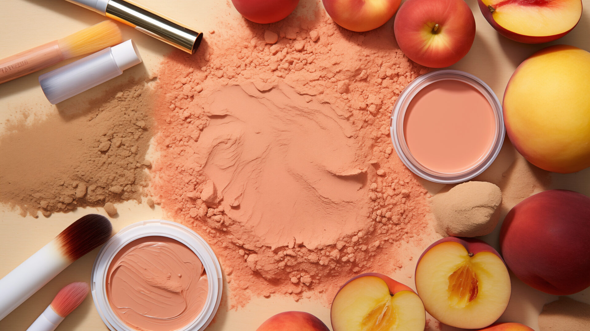 Fuzz Makeup Display Of Peach Palette, Pantone, Peach Fuzz, Ai Generated Image